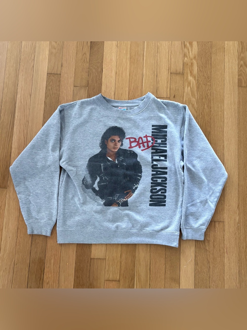 Michael Jackson Bad Sweatshirt Small S Junk Food Tees Grey Retro Graphic